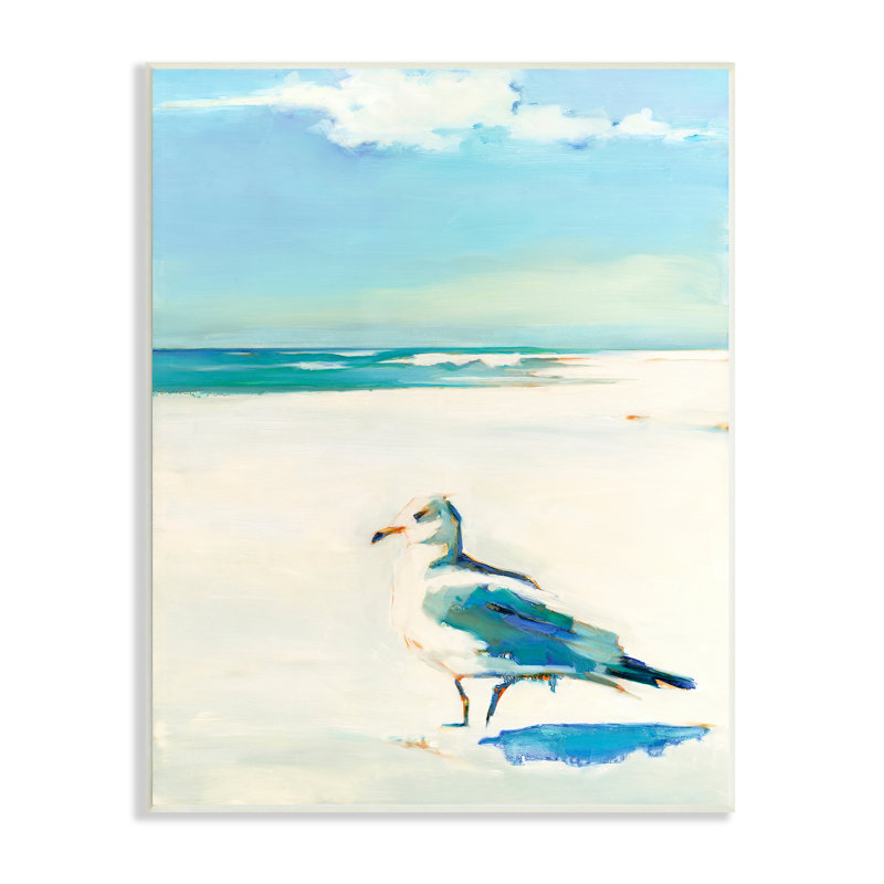 Mouette sur une plage de sable douce et tranquille par Kathleen Broaderick 913, Plaque murale, H 19 po x l 13 po x P 0,5 po