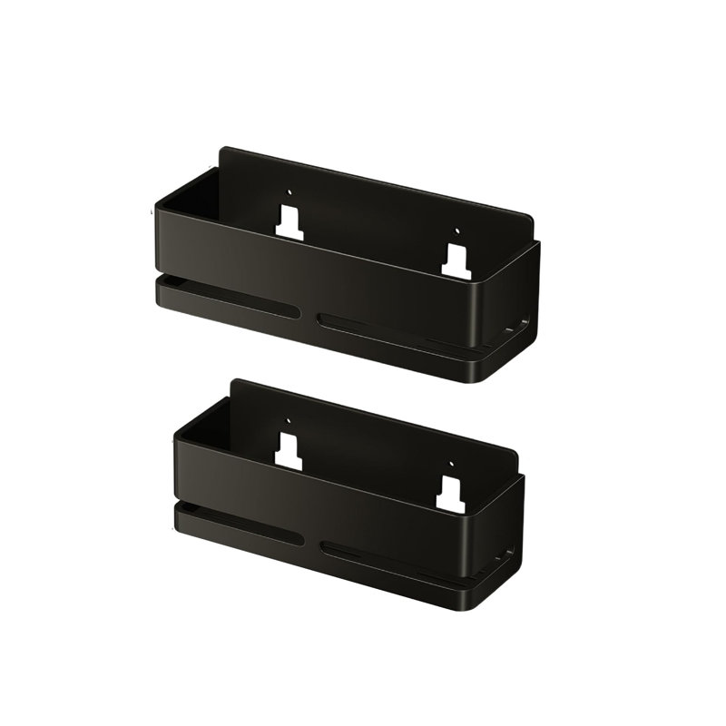 Adhesive Shower Caddy, Shower Shelf, No Drill Shower Bathroom Organizer, Black 2-Pack