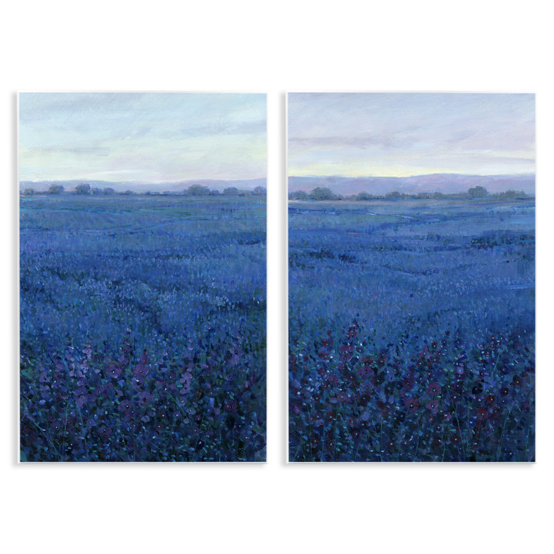 «Flowering Field Purple Haze», ensemble de 2 plaques murales par Tim Otoole, H 19 po x l 13 po