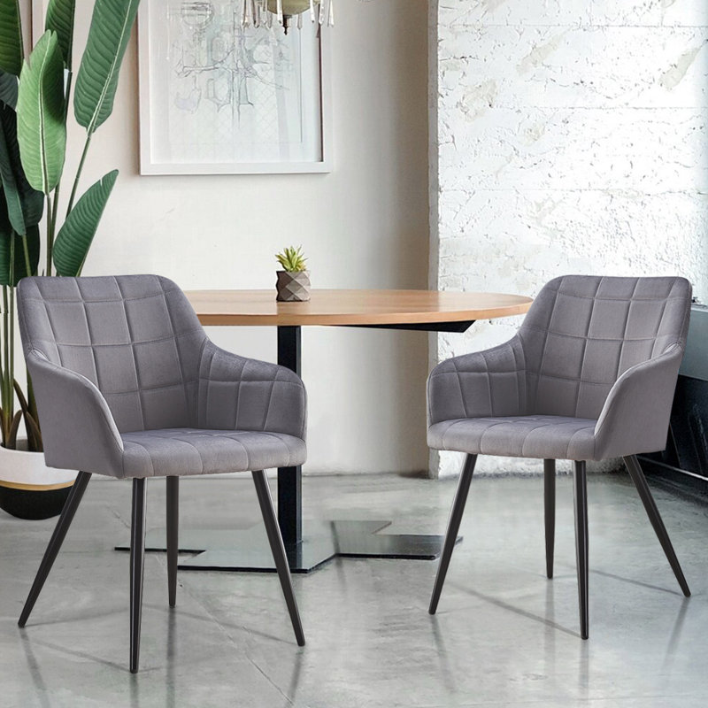 Seamans 48cm H Upholstered Metal Armchair, Grey