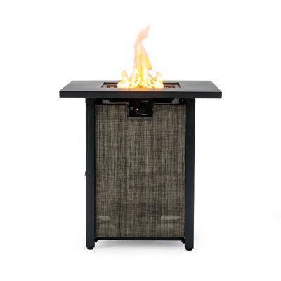 28" Propane Gas Fire Pit Table, 50000 BTU Square Steel Fire Pit  for Outside Patio Deck Garden Courtyard -Black