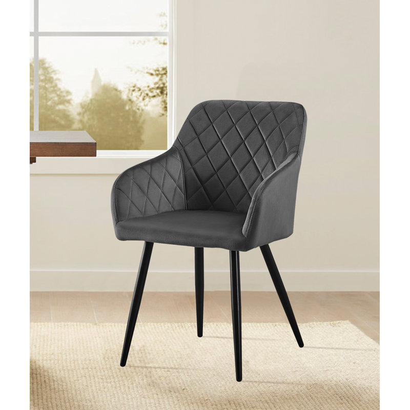 49cm H Velvet Upholstered Metal Armchair, Grey