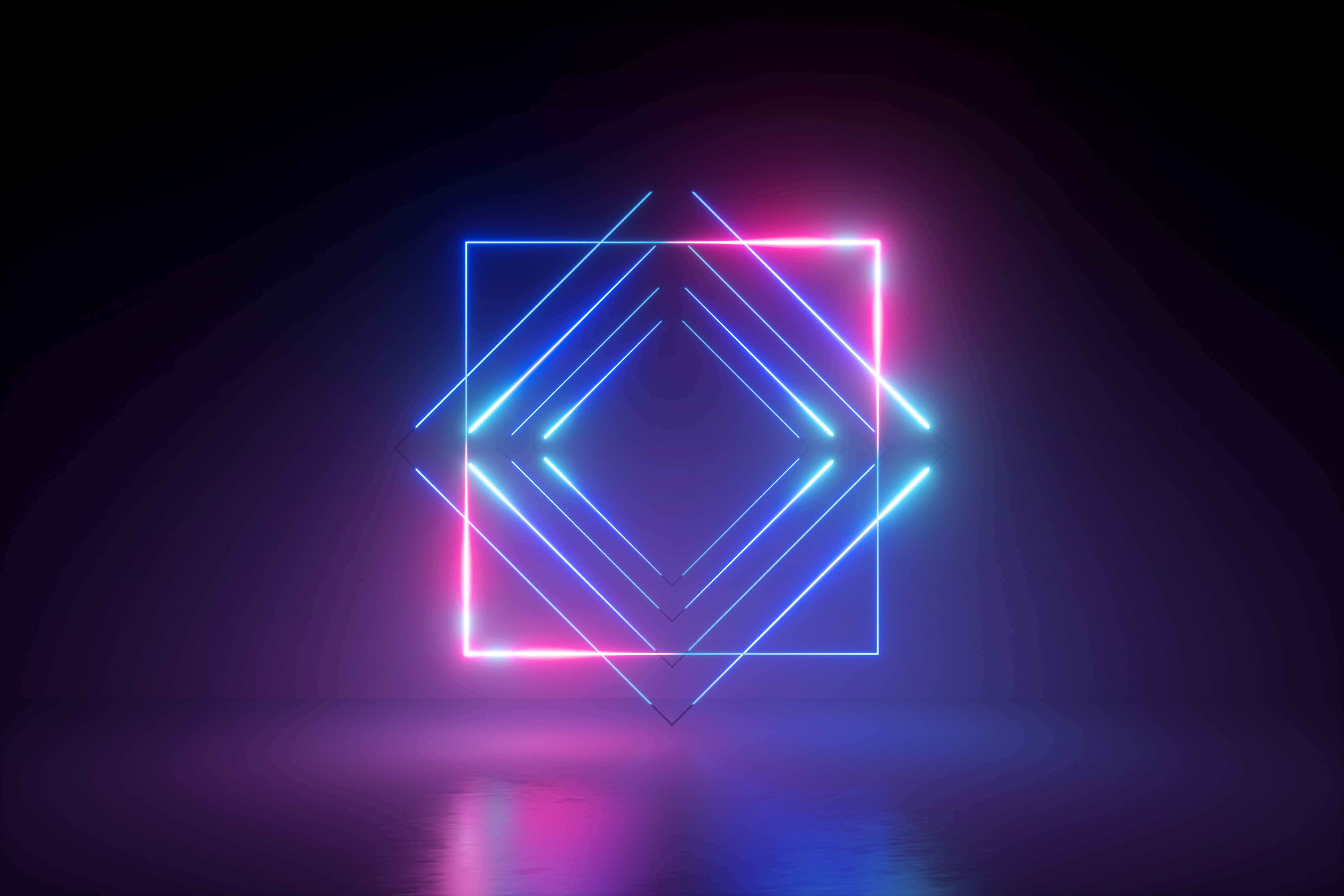 Wrought Studio Blue Pink Neon Light On Canvas by Graphic Art