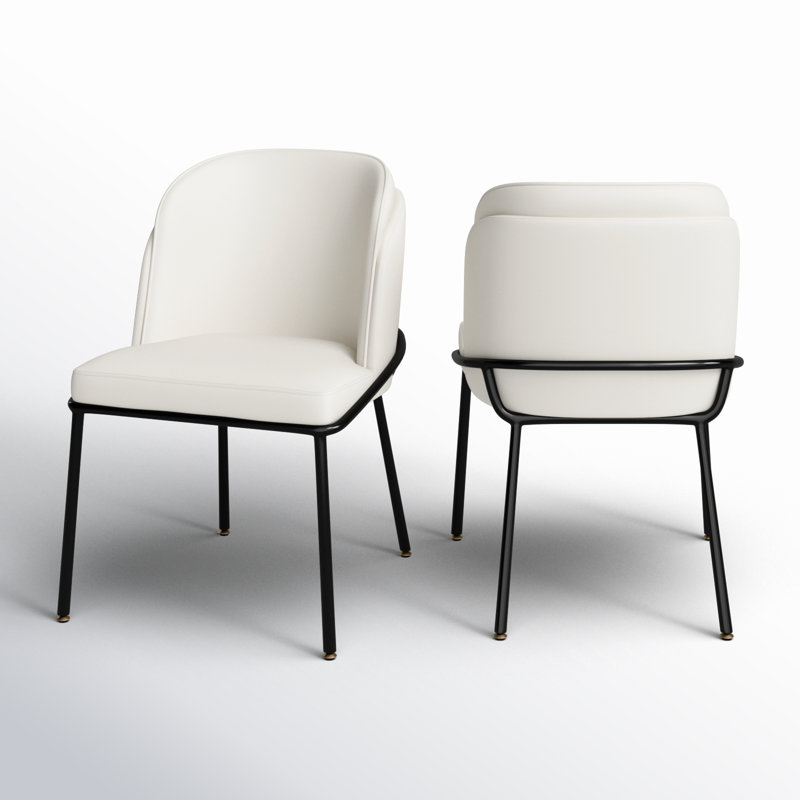 Chaise de salle à manger Jagger, Cuir végétalien blanc