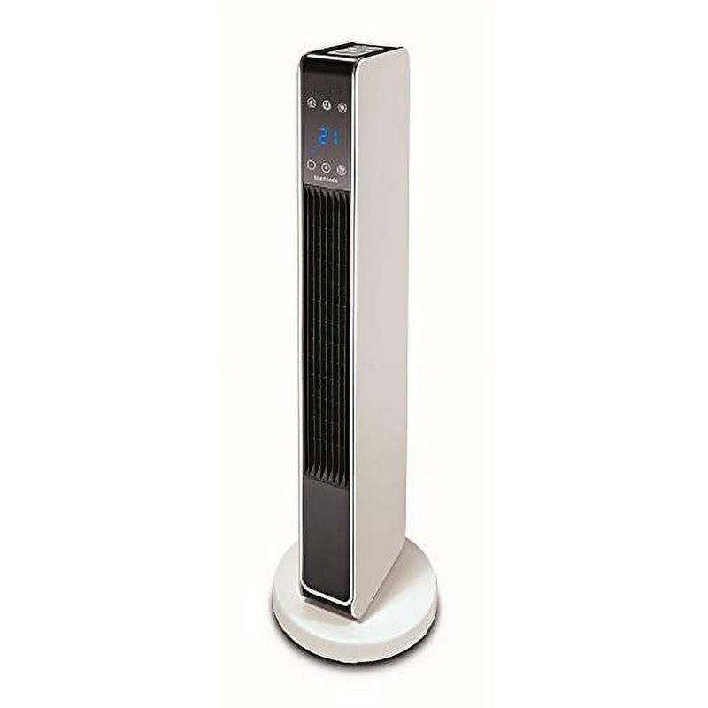 Chaufferette tour oscillante avec télécommande, radiateur électrique de 29 pouces avec affichage numérique de la température, deux réglages de chaleur pour le confort intérieur