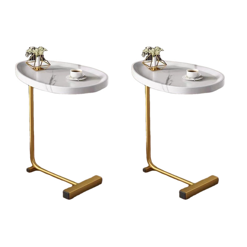 Luboslav End Table Set, White/Gold
