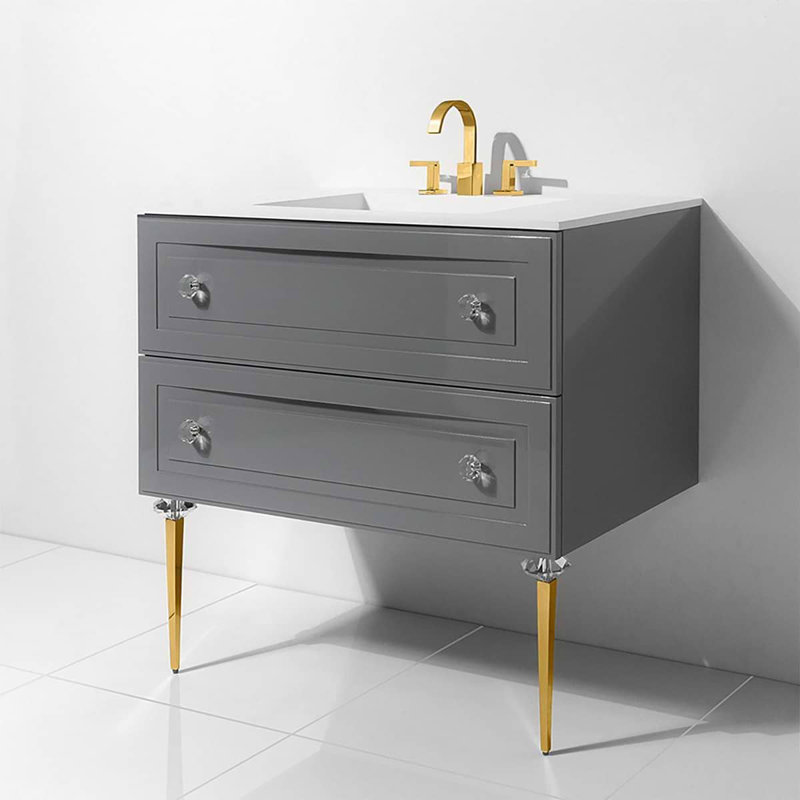 Alma 30.25" Wall Mounted Single Bathroom Vanity with Top, Grigio Gray
