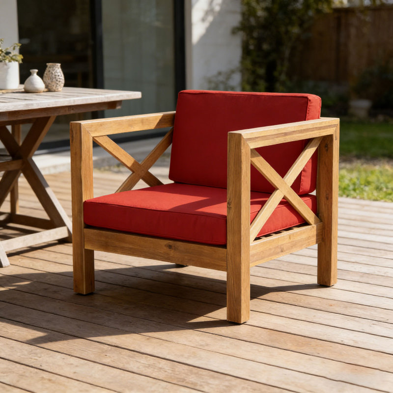 Chaise de patio pour club, Blanc, Rouge