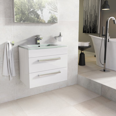 Whitfield 600mm Single Bathroom Vanity with Integrated Glass Basin
