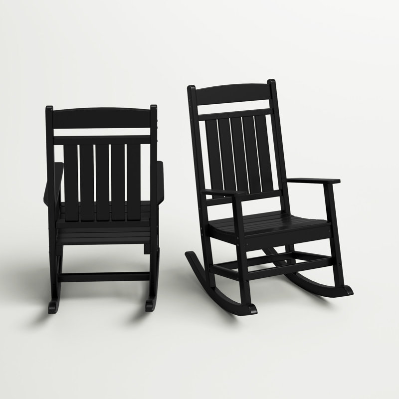 Chaise berçante d'extérieur en plastique Catelyn, Noir