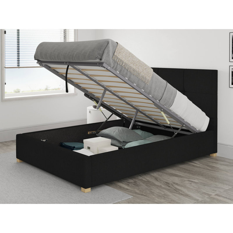 Moyers Upholstered Ottoman Storage Bed, Small Double (4'), Ebony