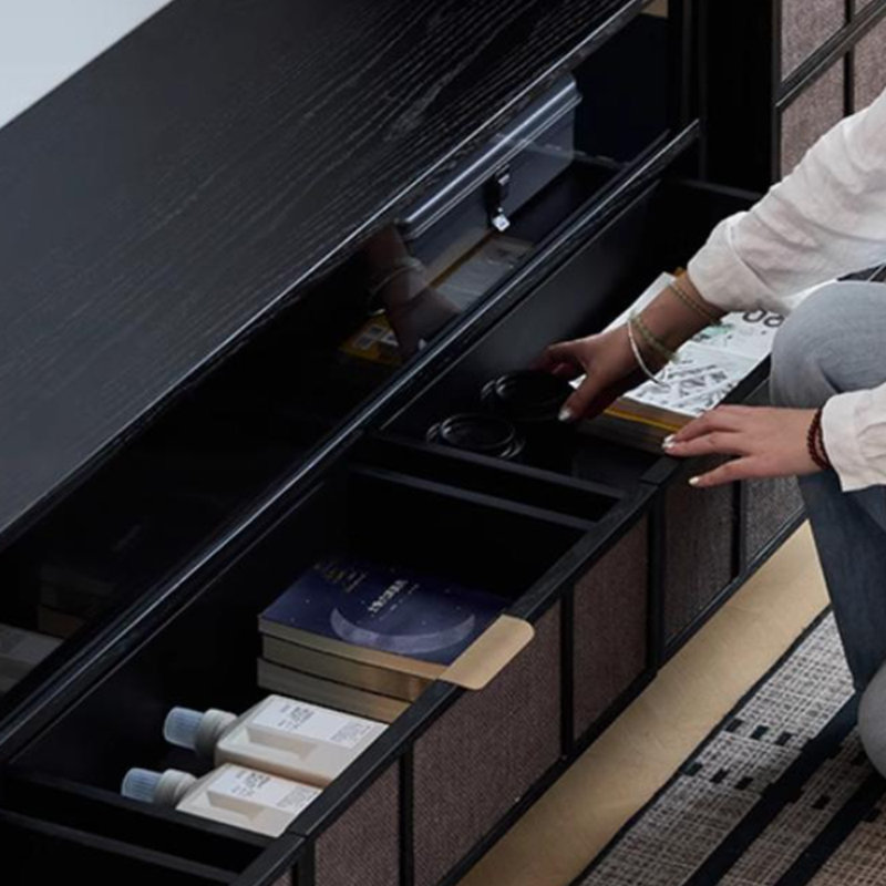 Meuble télé de style rétro et design personnalisé, H 22,04 po x L 94,48 po x l 15,74 po