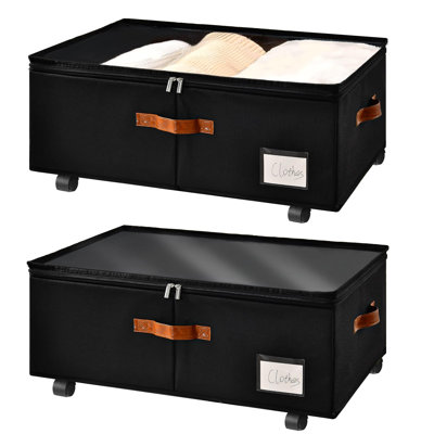 Height Under Bed Storage with Wheels, Underbed Container, Under Bed Drawers with Clear Lid Cover, Storage Bag Box with Visiable Window for Clothes, Be