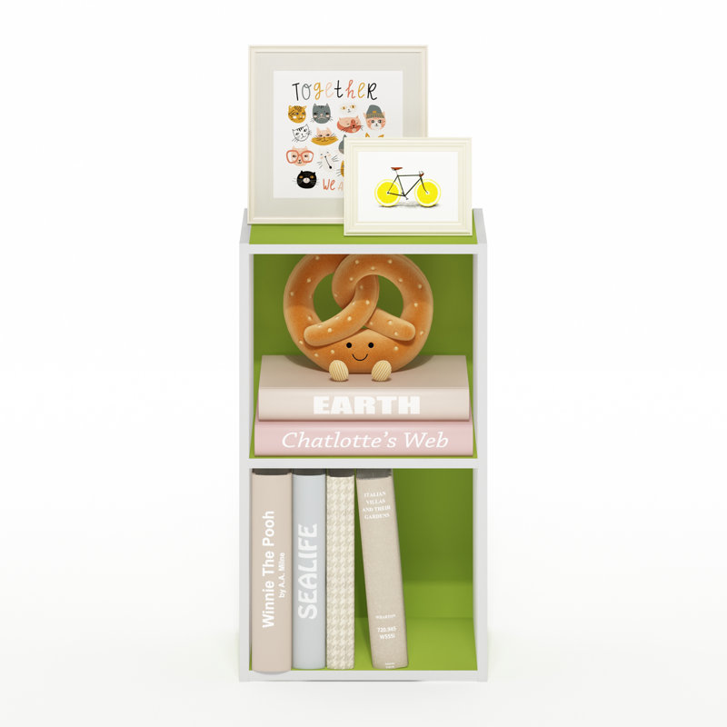 Heintje 2-Tier Open Shelf Bookcase, Green/White