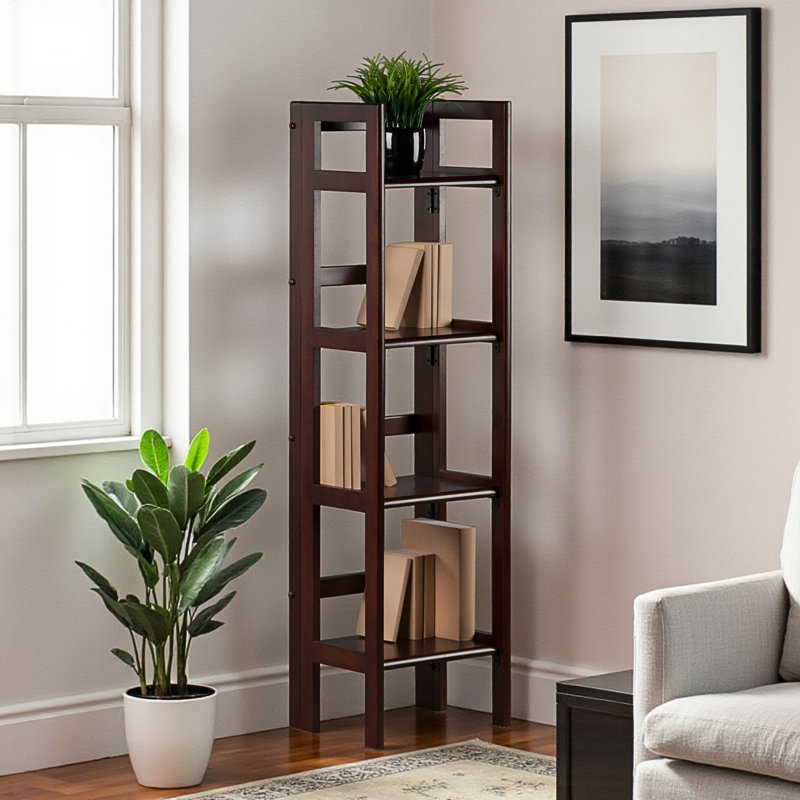 Macon Brown Freestanding Foldable Shelf with Narrow Tiers, 51.06'' H X 13.81'' W X 11.12'' D, Brown