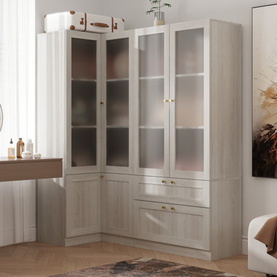 2 Piece Corner Closet System With Drawers And Shelves