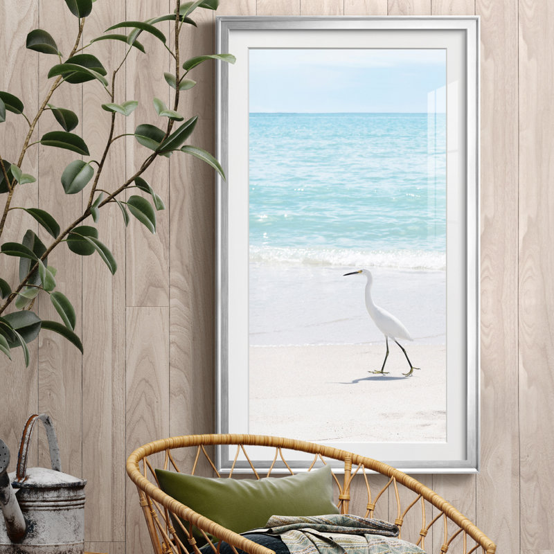 Summer Egret II - reproduction de photo encadrée, H 10,5 po x l 18,5 po x P 1,5 po, Papier avec cadre argenté