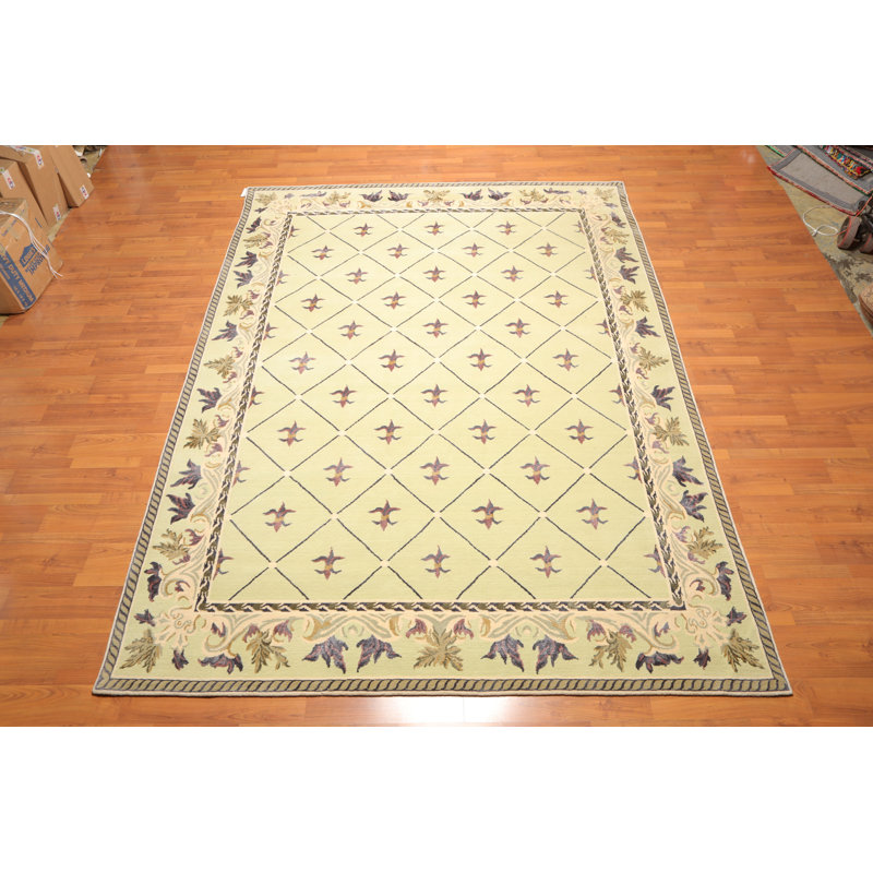 Tapis d’olive/doré/clair pistache 8 pi 1 po x 10 pi 1 po one-of-kind à la main noué la Aliz