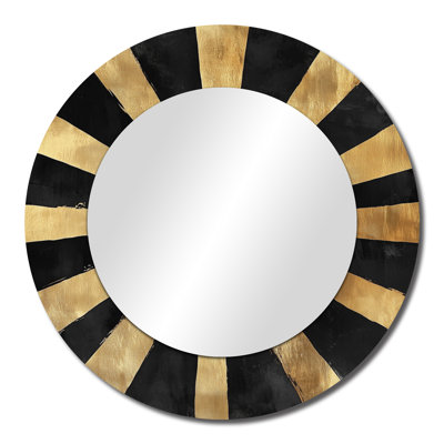 Black & Gold Deco Sunburst – Glam Large Accent Mirror, Metal Print