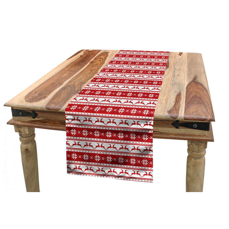 Geometric Christmas Table Runner, 16'' D x 90'' L, Orange Geometric