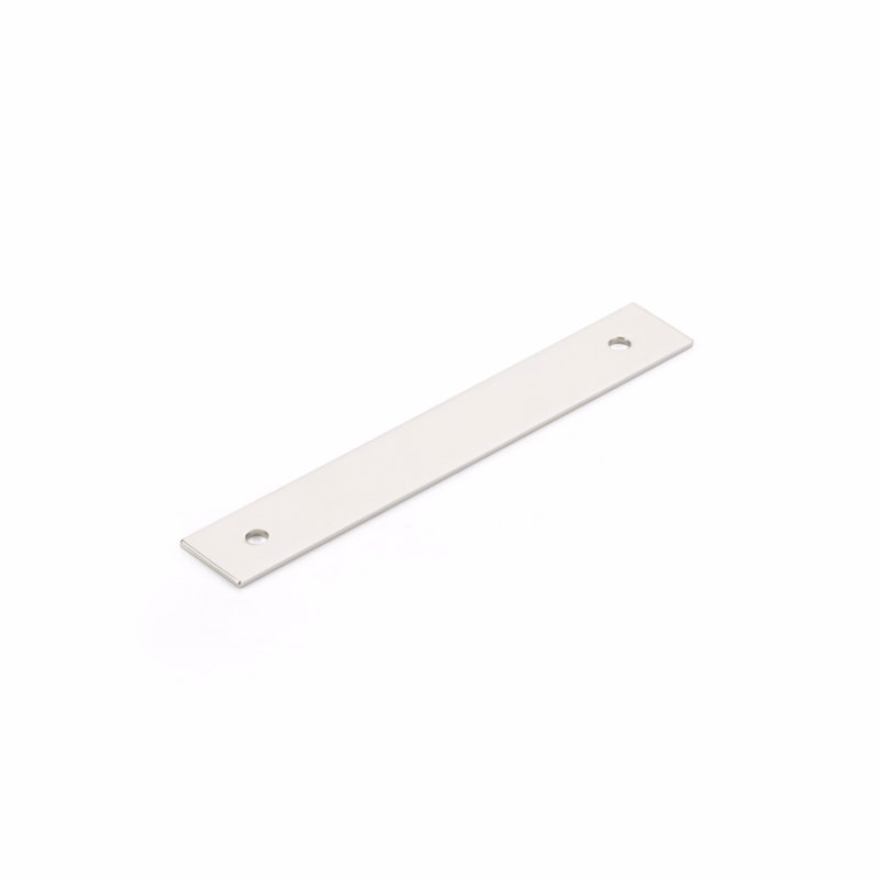 Plaque arrière pour pub Schaub, H 4,5 po x l 0,75 po, Nickel poli
