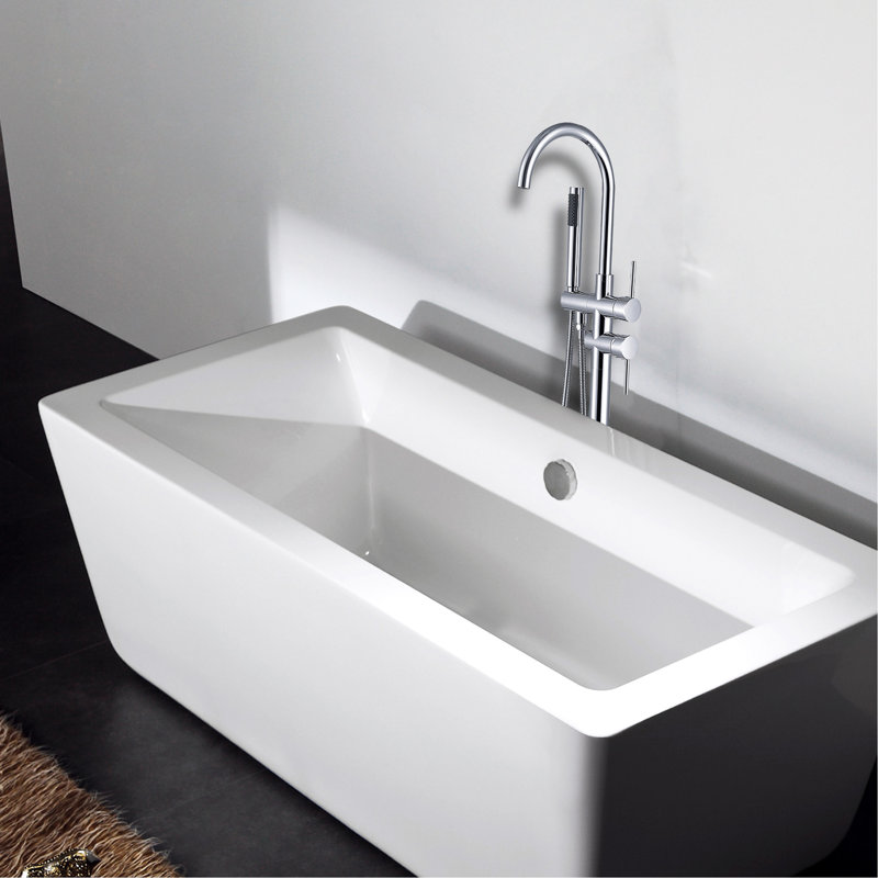 Robinet de baignoire autoportant avec douche à main - construction métallique, placage, 6,65 po Largeur, hauteur, baignoire moderne en métal massif, finition, 46,86 de profondeur, luminaire de salle de bain