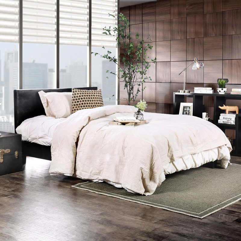 Morgana Vegan Leather Platform Bed, Black, King