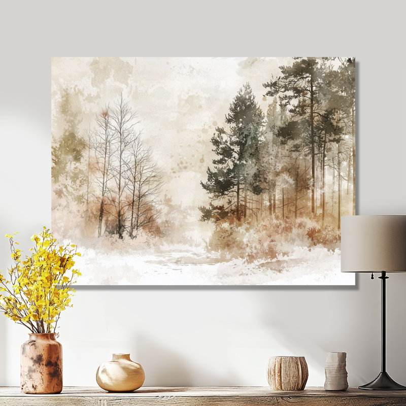 Winter Woodland Forest Landscape I - Paysages, impression sur métal, H 24 po x l 32 po