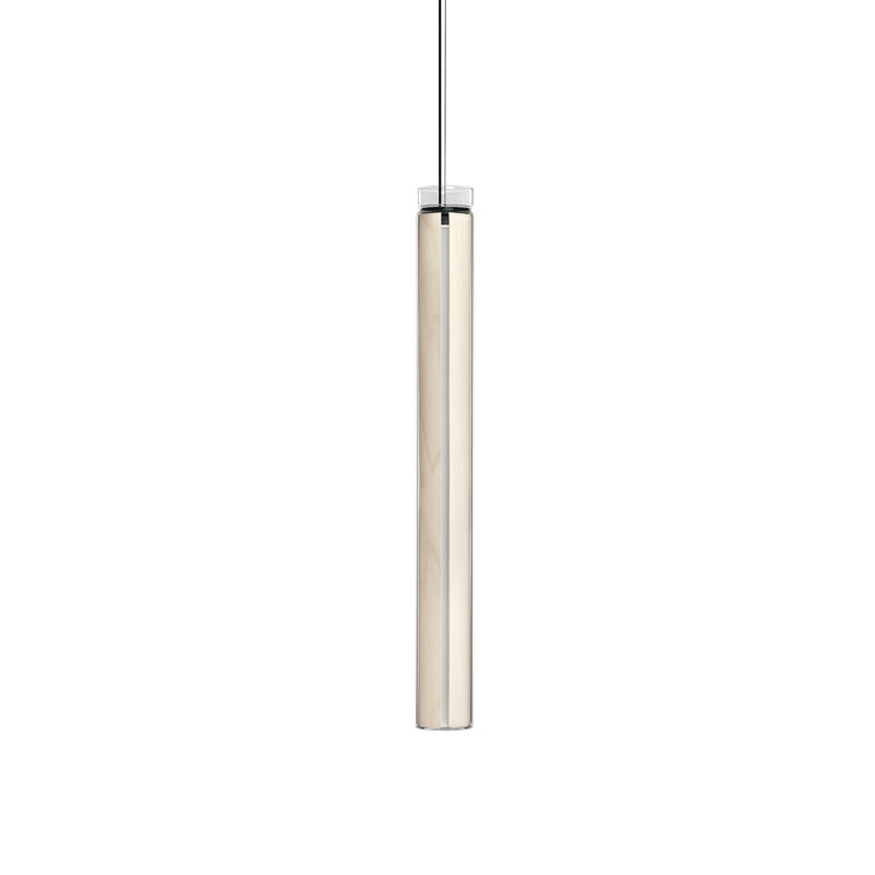 Estela Vertical Suspension Light - Medium - DIM0-10V LED - Matte Black - Ivory White Shade, White