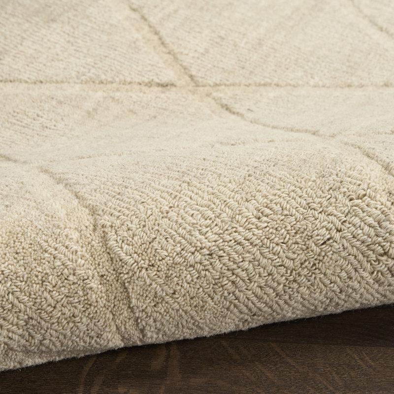 Ebern Designs Chatwin Beige Modern Wool Indoor Rug, Rectangle 5'3" x 7'3"