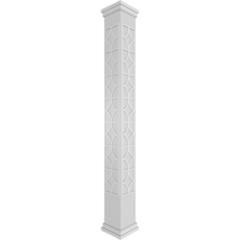 Colonne carrée classique non fuselée à motif de magnolias avec prairie et base Craftsman, H 120 po x l 9,62 po x P 9,62 po