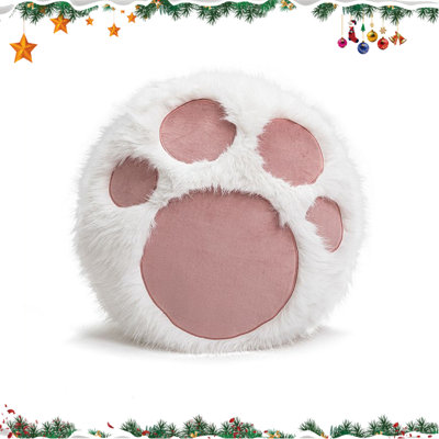 Oreiller mignon en peluche, coussin décoratif en forme de patte de chat rose, convient aux canapés, lits, salons, chambres à coucher ou dortoirs, convient à toutes les saisons, décoration de Noël, cadeaux de Noël