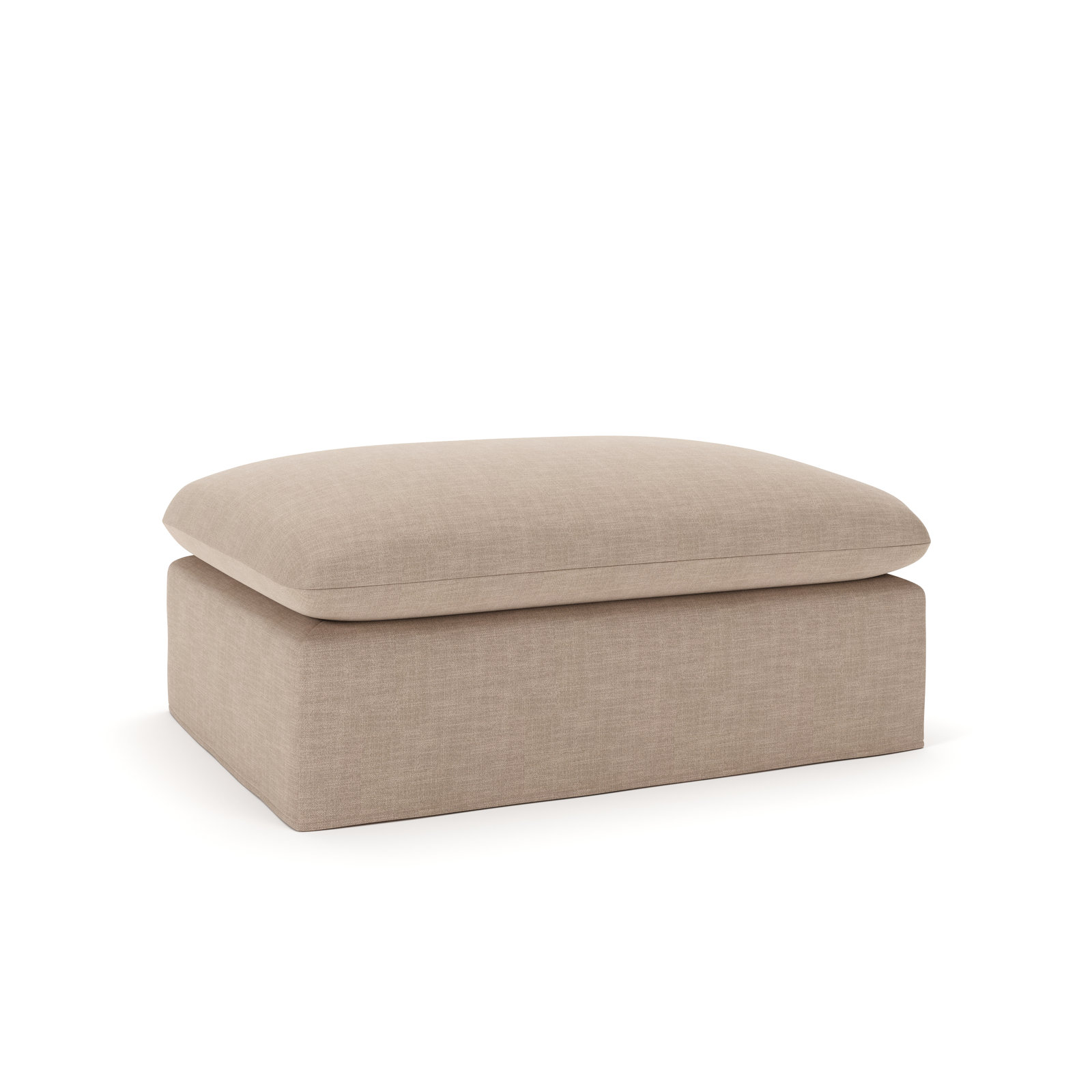 Luna 34" Ottoman, Conversation Linen Basketweave