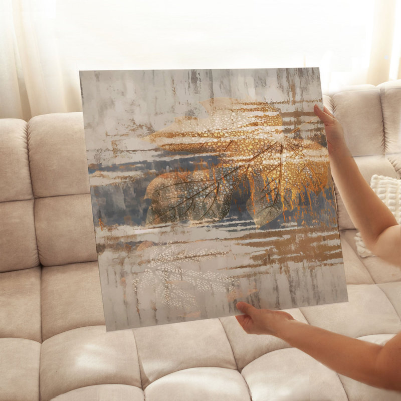 «Abstract Golden Leaves», reproduction d'art transitionnelle non encadrée, H 10 po x l 10 po