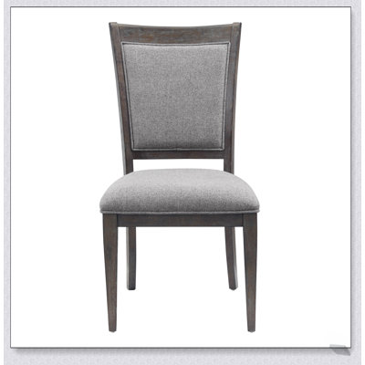 Transitional Brown Gray Side Chairs Set of 2, Fabric Upholstery Seat Back Wooden Dining Furniture, Comfortable and Stylish