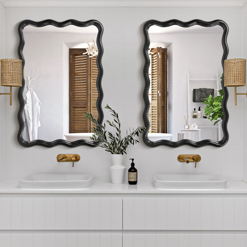 Chepachet Solid Wood Rectangle Mirror, 30" x 20", Black