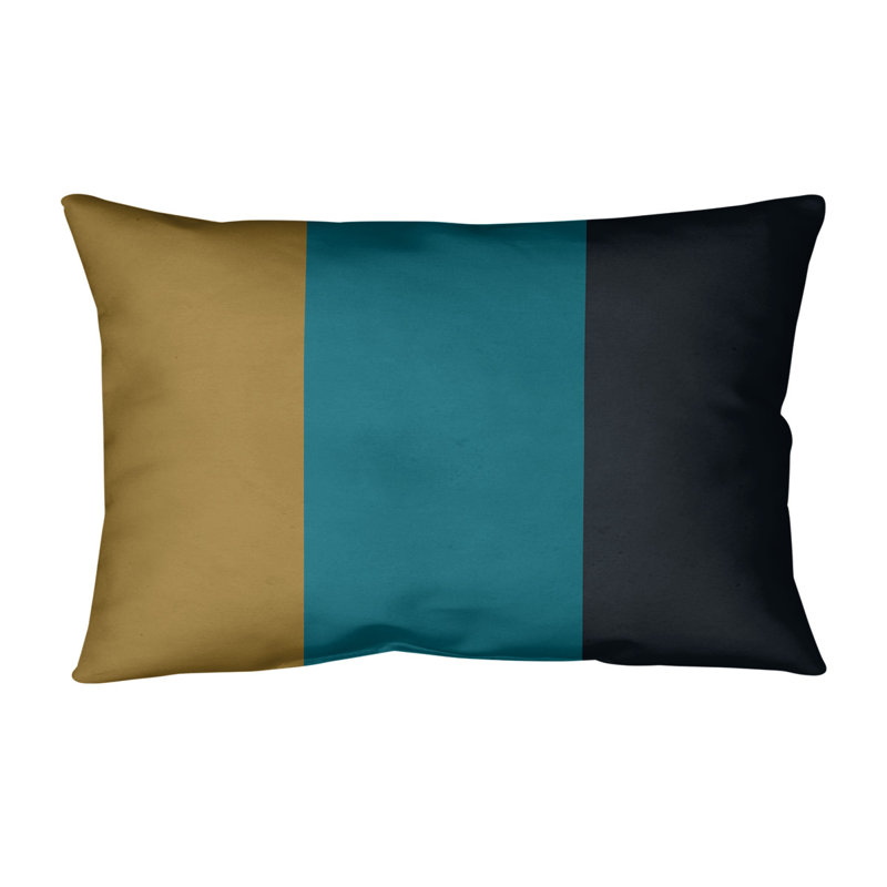 Housse de coussin lombaire Atlanta, Jacksonville, Doré / Cyan foncé / Gris anthracite