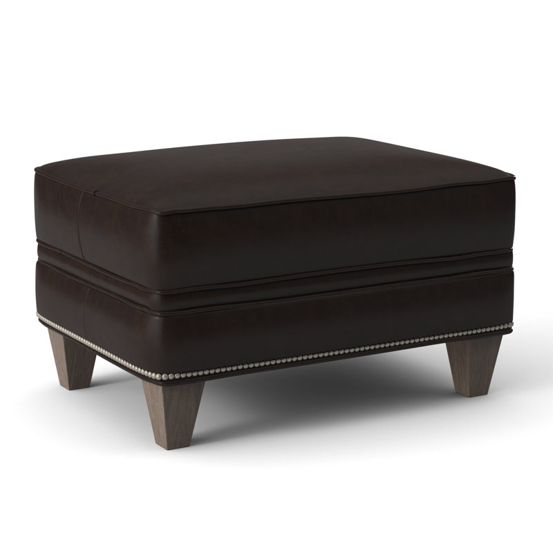 Taraval Ottoman, Rio Mineral Genuine Leather, Stone, Pewter