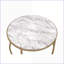 Ensemble de tables basses gigognes 2 pièces avec plateau en métal doré, faux marbre et verre transparent
