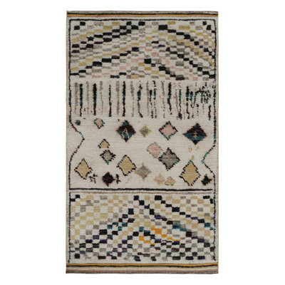 Moroccan Hand Knotted Geometric Area Rug