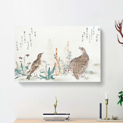 Quail And Meadowlark Birds by Kitagawa Utamaro - Wrapped Canvas Print