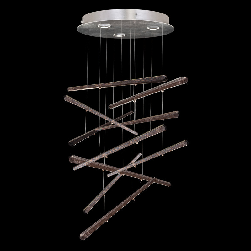 Luminaire suspendu rond 23 po Elevate, Argent, Doré