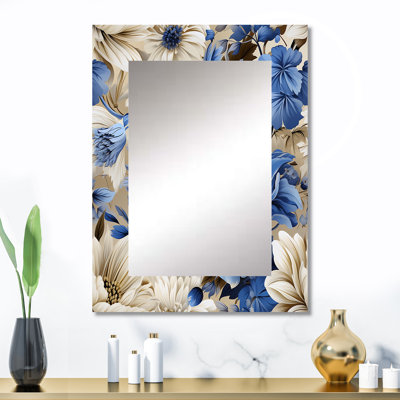 Motif victorien Markieff bleu cobalt Renaissance florals - miroir floral, miroir mural floral décoratif, art imprimé en métal
