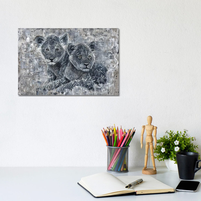 Power Of The Pride Lion Cubs by Angela Bawden - Wrapped Canvas Gallery-Wrapped Canvas Giclée, 20.32 cm H x 30.48 cm W