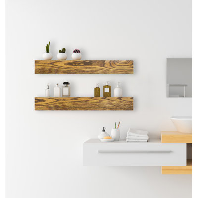 Emerald Lee 2 Piece Oak Floating Shelf