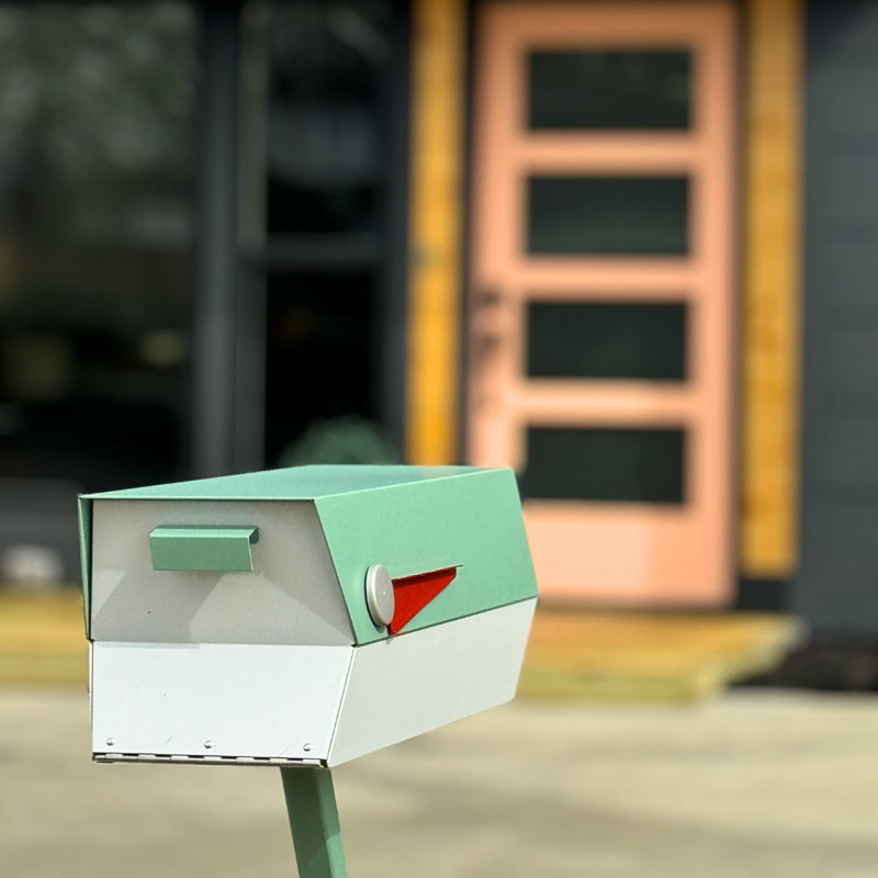 Satin Mint Green Mid-Century Modern Steel Mailbox