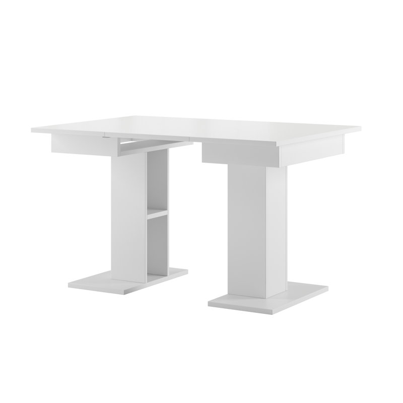 Ringler Extendable Rectangular Dining Table, White Matt