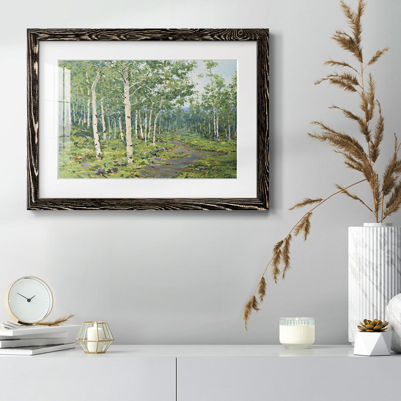 Dans la forêt - reproduction encadrée rustique avec tableau mat, Noir, H 22 po x l 32 po x P 1,5 po