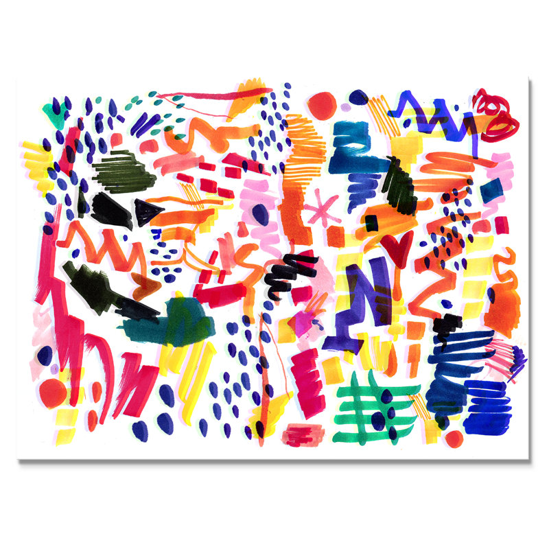 Motif moderne et multicolore futuriste - peinture sur toile, H 12 po x l 20 po x P 1 po, Toile tendue