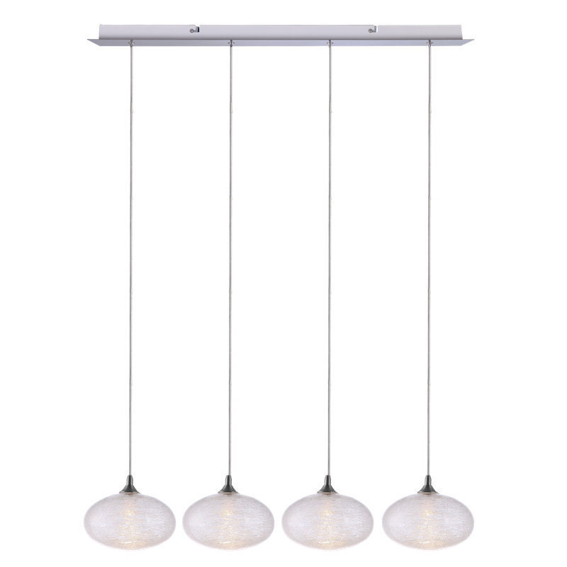 Luminaire suspendu géométrique à DEL 4 lumières Alvie, Chrome